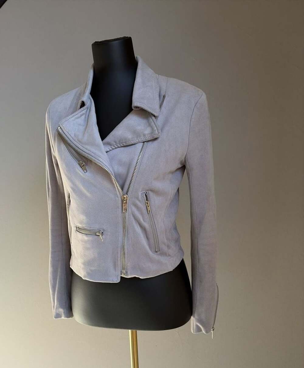 VICI Free Falls Suede Moto Jacket Grey Faux Suede Small Asymmetrical
